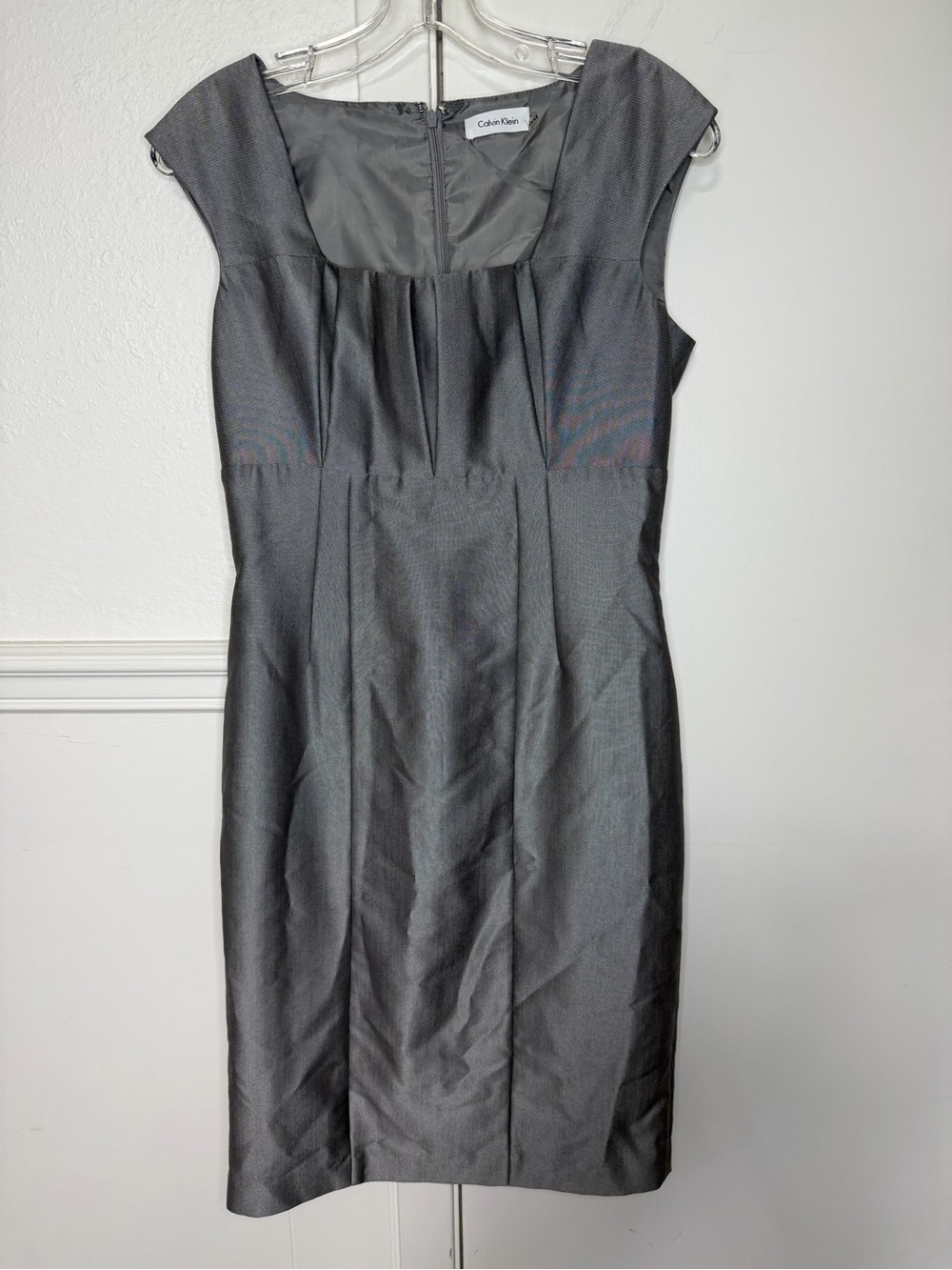 Calvin Klein Gray Cap-Sleeve Sheath Midi Dress size 4
